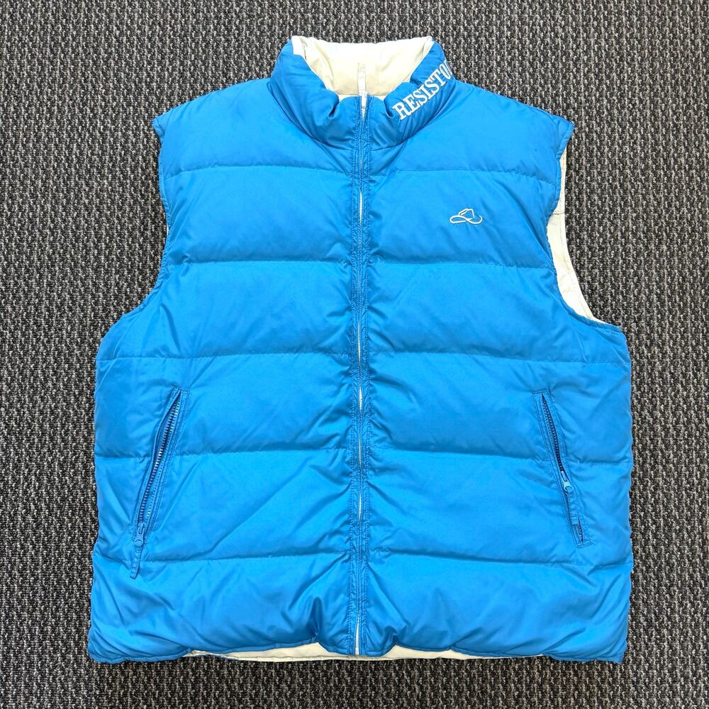 Resistol Reversible Branded Quilted Puffer Down Vest Silver/Blue Mens Size XL